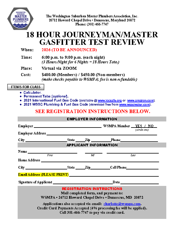 2026 TBA Gasfitter - Registration Form